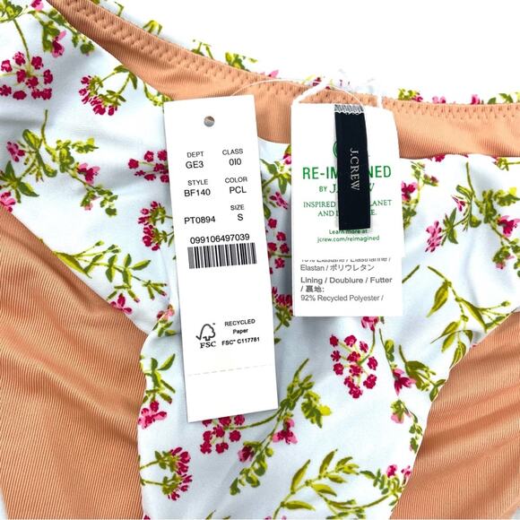 J. Crew Curved-waist Cheeky Bikini Bottom Meadow Floral Women's Small BF140 $59 - Picture 7 of 7